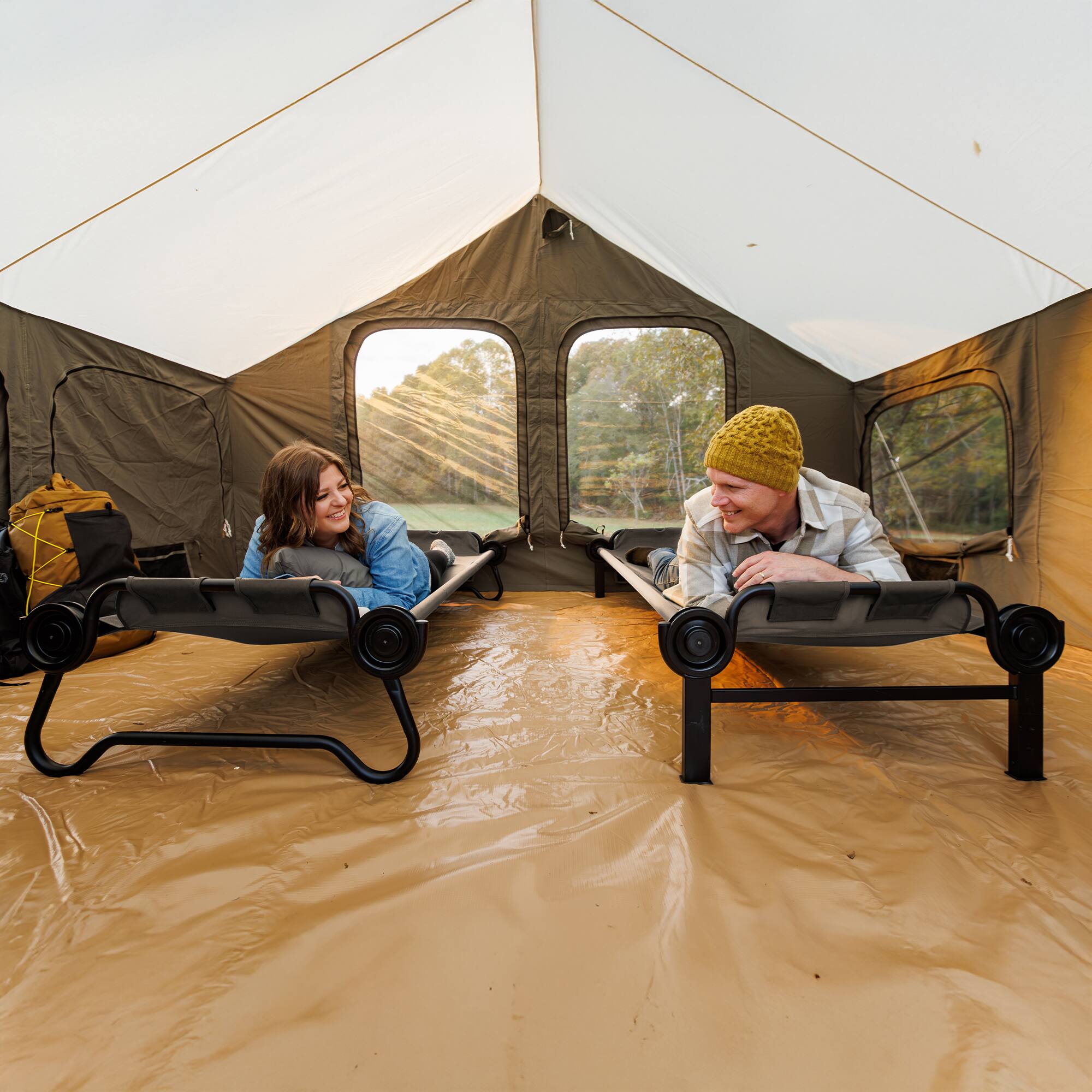 Alt View 7. Disc-O-Bed - Disc-O-Bed Large Outdoor Convertible 2 Person Portable Camping Bunk Cots, Tan - Tan.