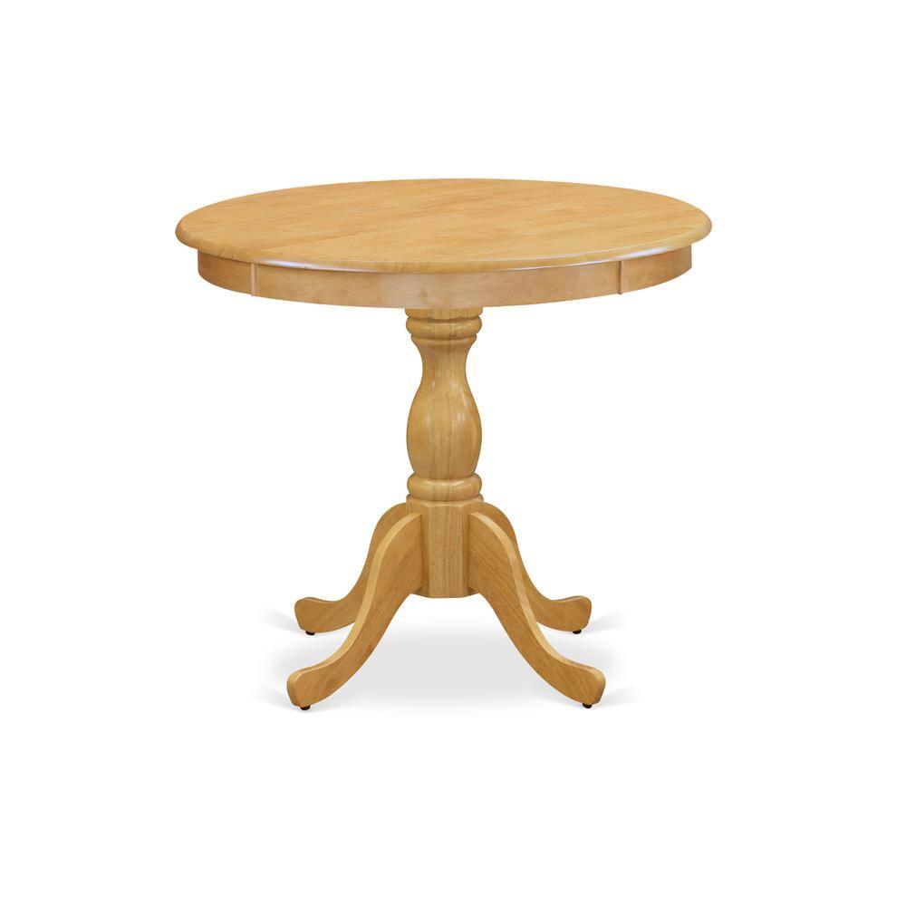 Angle. East West Furniture - AMAV3-OAK-W 3 Piece Dining Room Table Set - 1 Dining Table and 2 Oak Mid Century Dining Chairs - Oak Finish - Oak.
