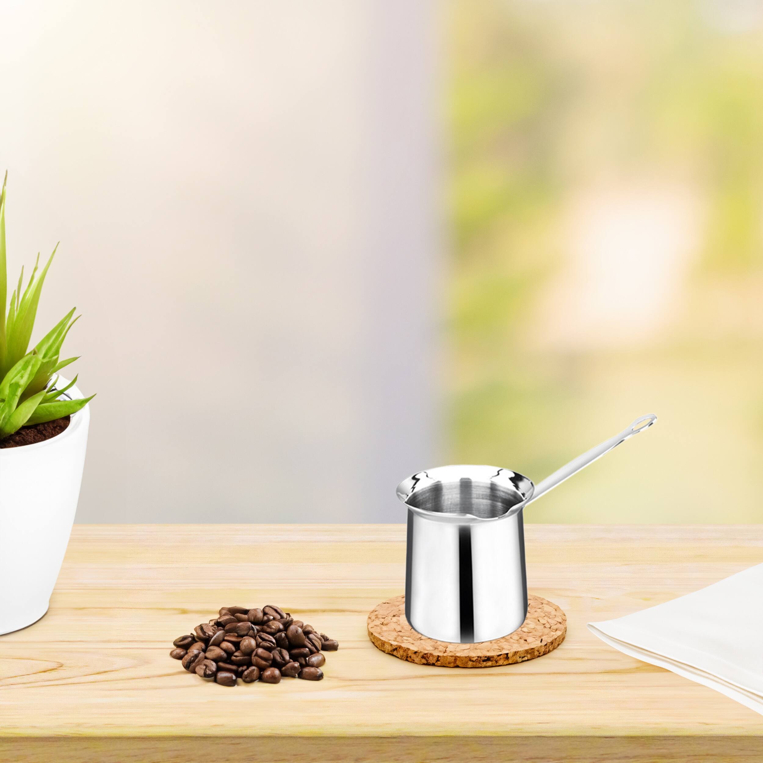 Alt View 4. Korkmaz - Korkmaz Classic 6 Ounce Stainless Steel Turkish Coffee Pot in Silver - Silver.