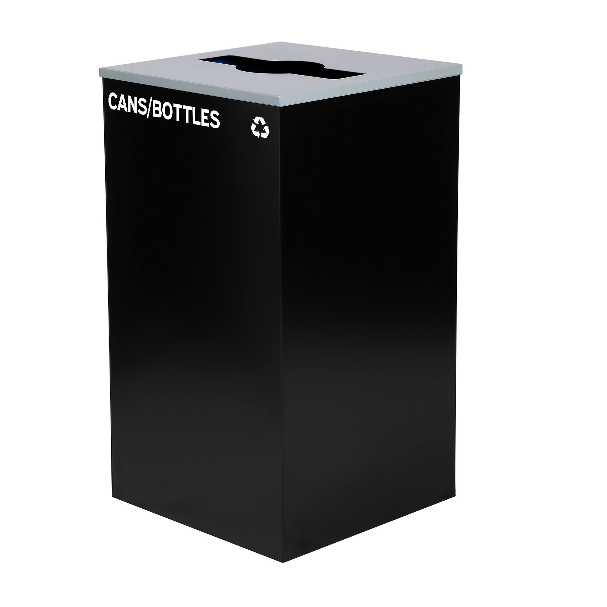 Left. Alpine Industries - 29 Gallon Steel Trash Can with Mixed Lid - Black.