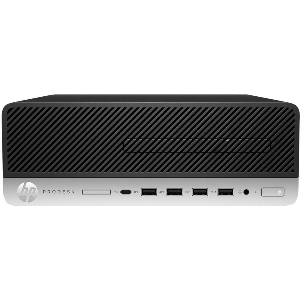 Front. HP - ProDesk Desktop - Intel Core i7 - 8GB Memory - 256GB Solid State Drive - Black/Gray.