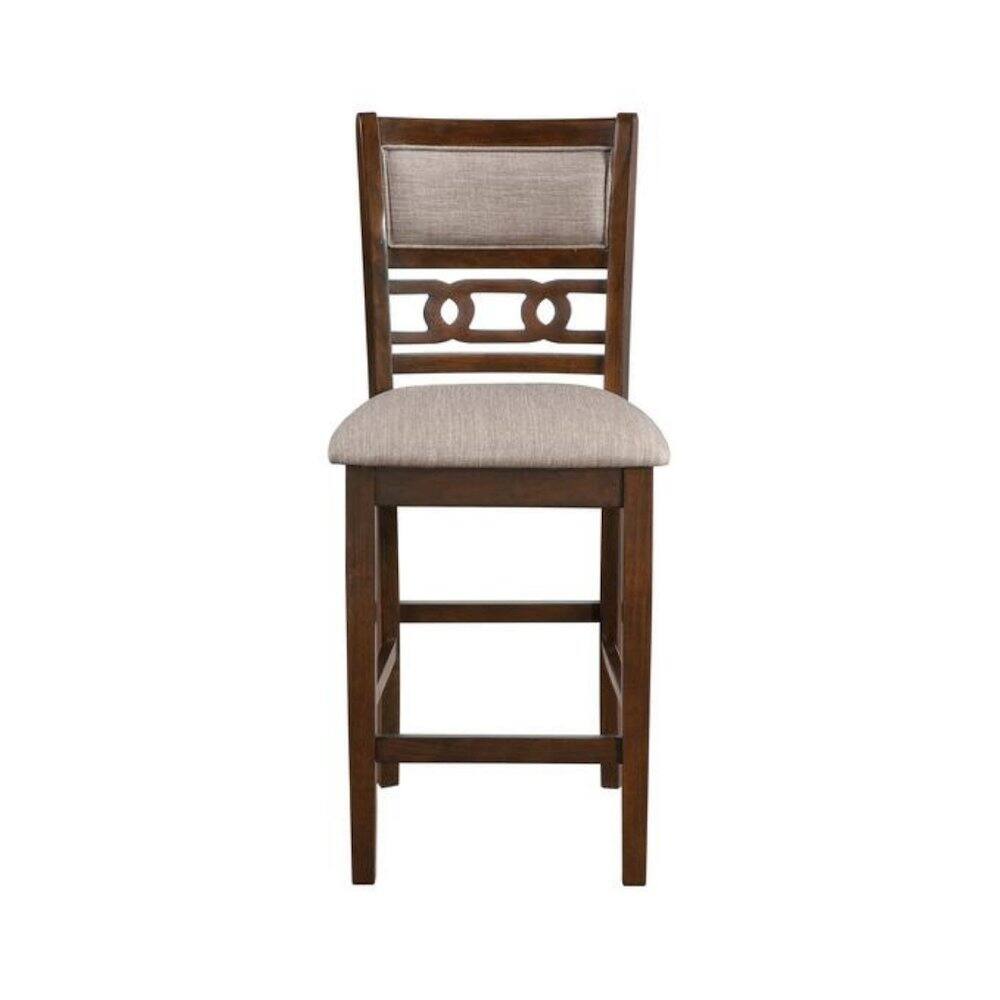Left. FurniFact - Solid Wood Counter Chairs Set of 2 Cherry Brown - Cherry.