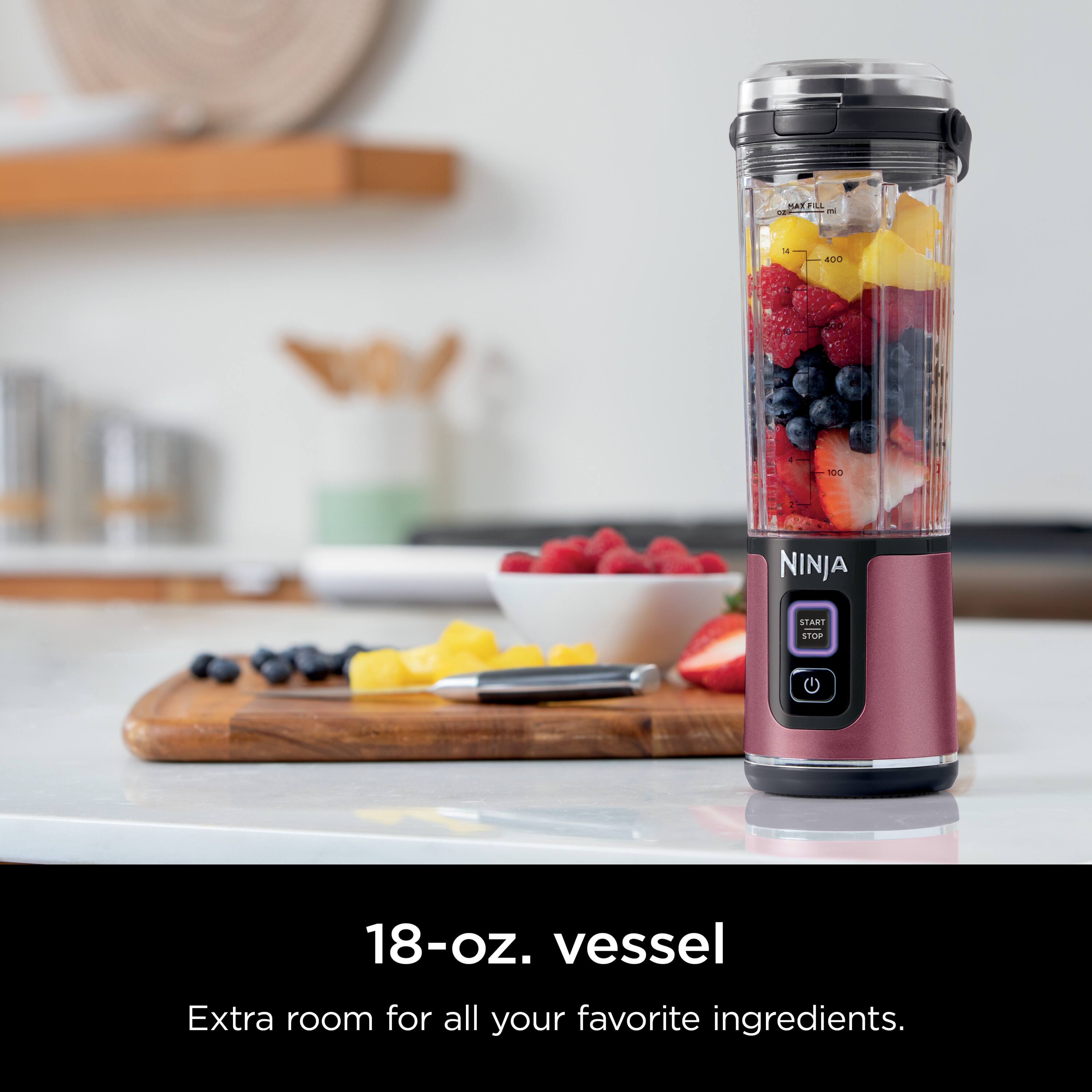 Ninja 18-oz. vessel Extra room for all your favorite ingredients.