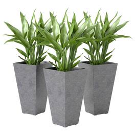 Outsunny - 28 Inch Tall Planters for Outdoor Plants, Set of 3 Plastic Flower Pots with Marble Finish and Drainage Holes