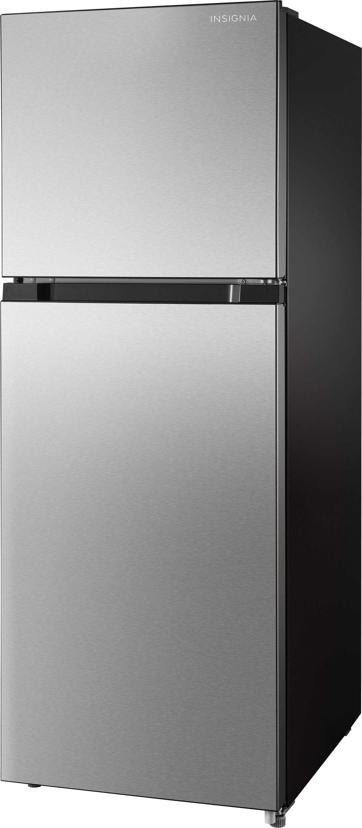 Alt View 7. Insignia™ - 10.1 Cu. Ft. Top-Freezer Refrigerator with Reversible Door and ENERGY STAR Certification - Stainless Steel Look.