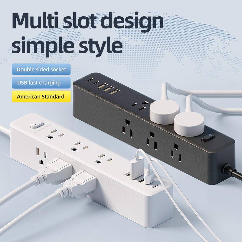 Multi slot design simple style

- Double sided socket
- USB fast charging
- American Standard