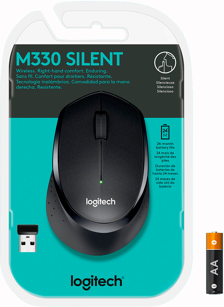 Logitech M330 Silent Plus Wireless Mouse (Black) 910-004905 B&H