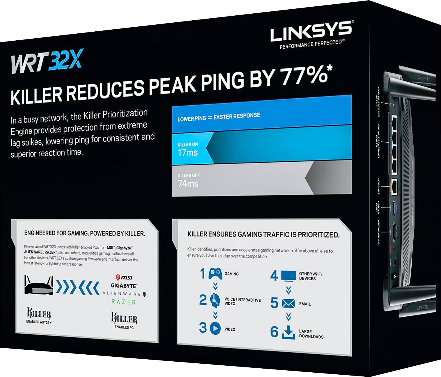 Alt View 17. Linksys - WRT32X AC3200 Dual-Band Wi-Fi Gaming Router with Killer Prioritization Engine.