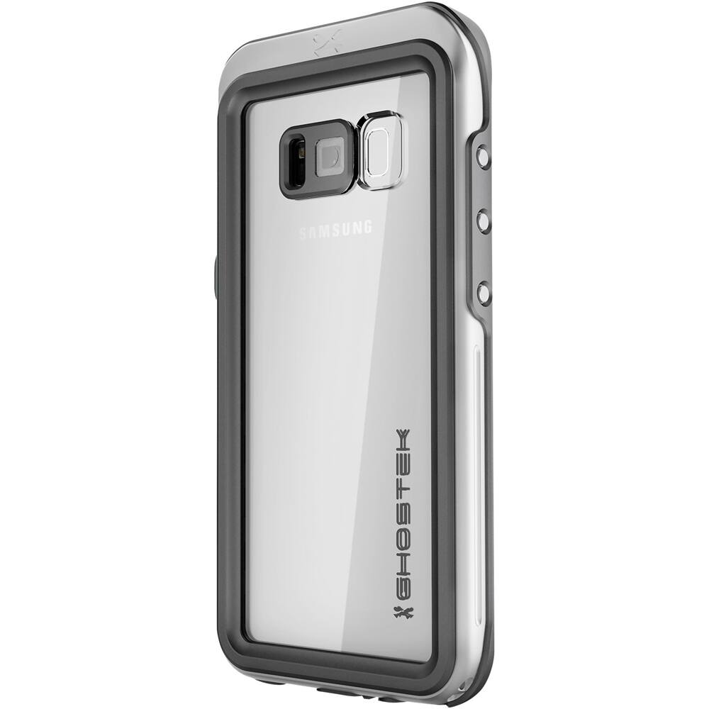 Front. Ghostek - Atomic Protective Water-resistant Case for Samsung Galaxy S8+ - Silver/clear.