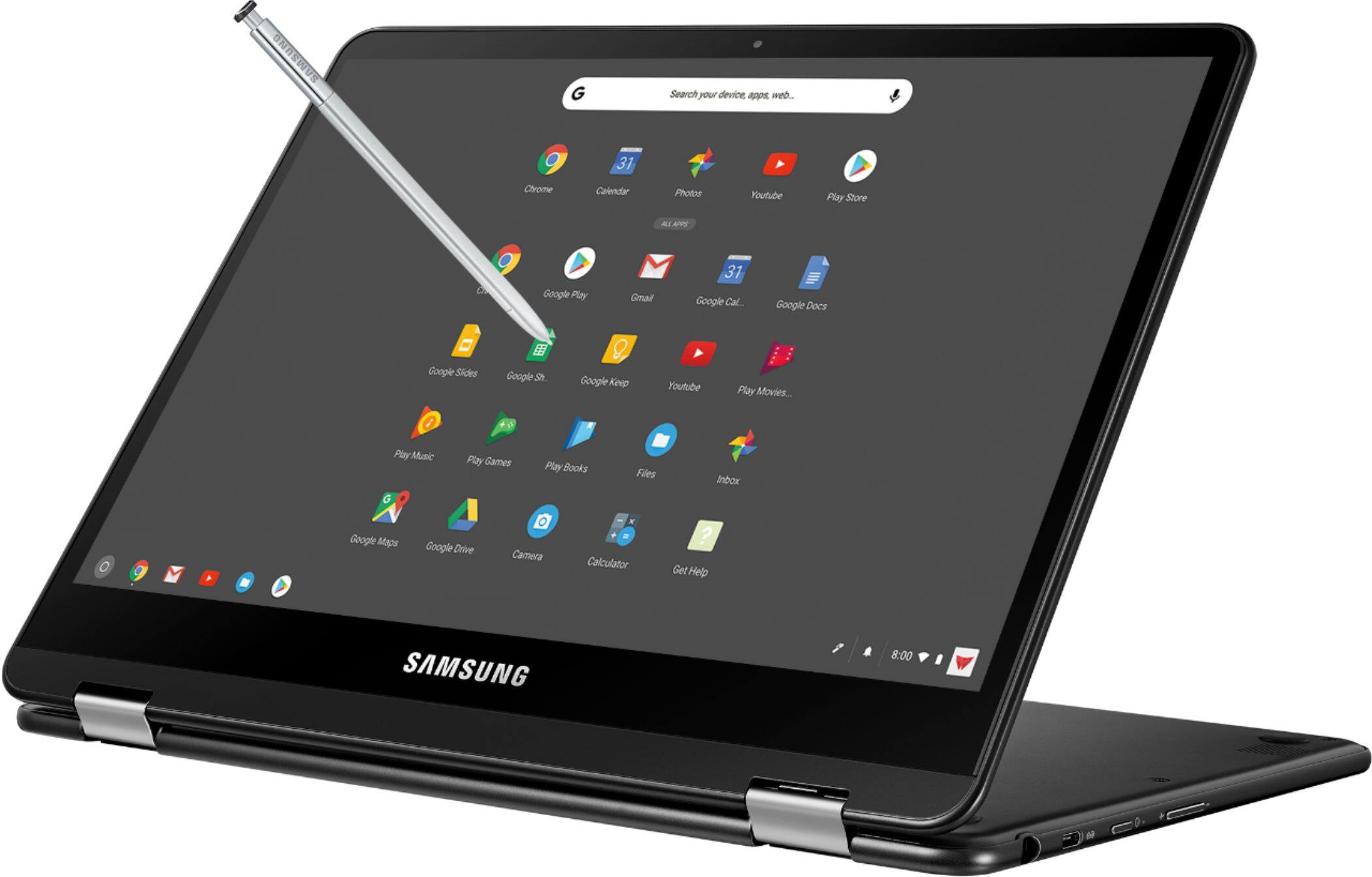 Angle. Samsung - Pro 12.3" Touch-Screen Chromebook - Intel Core M3 - 4GB Memory - 32GB eMMC Flash Memory - Platinum Silver.