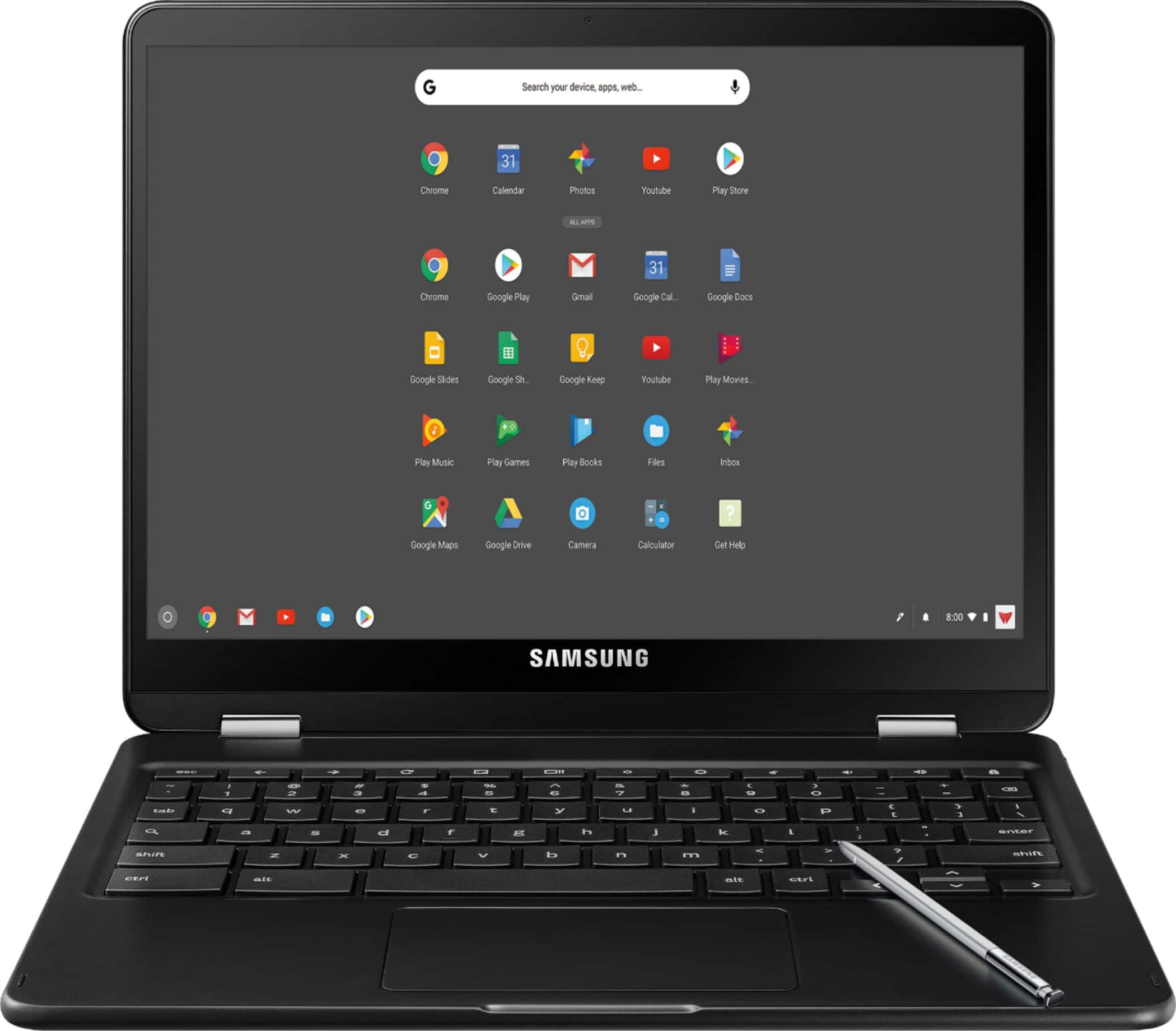 Front. Samsung - Pro 12.3" Touch-Screen Chromebook - Intel Core M3 - 4GB Memory - 32GB eMMC Flash Memory - Platinum Silver.