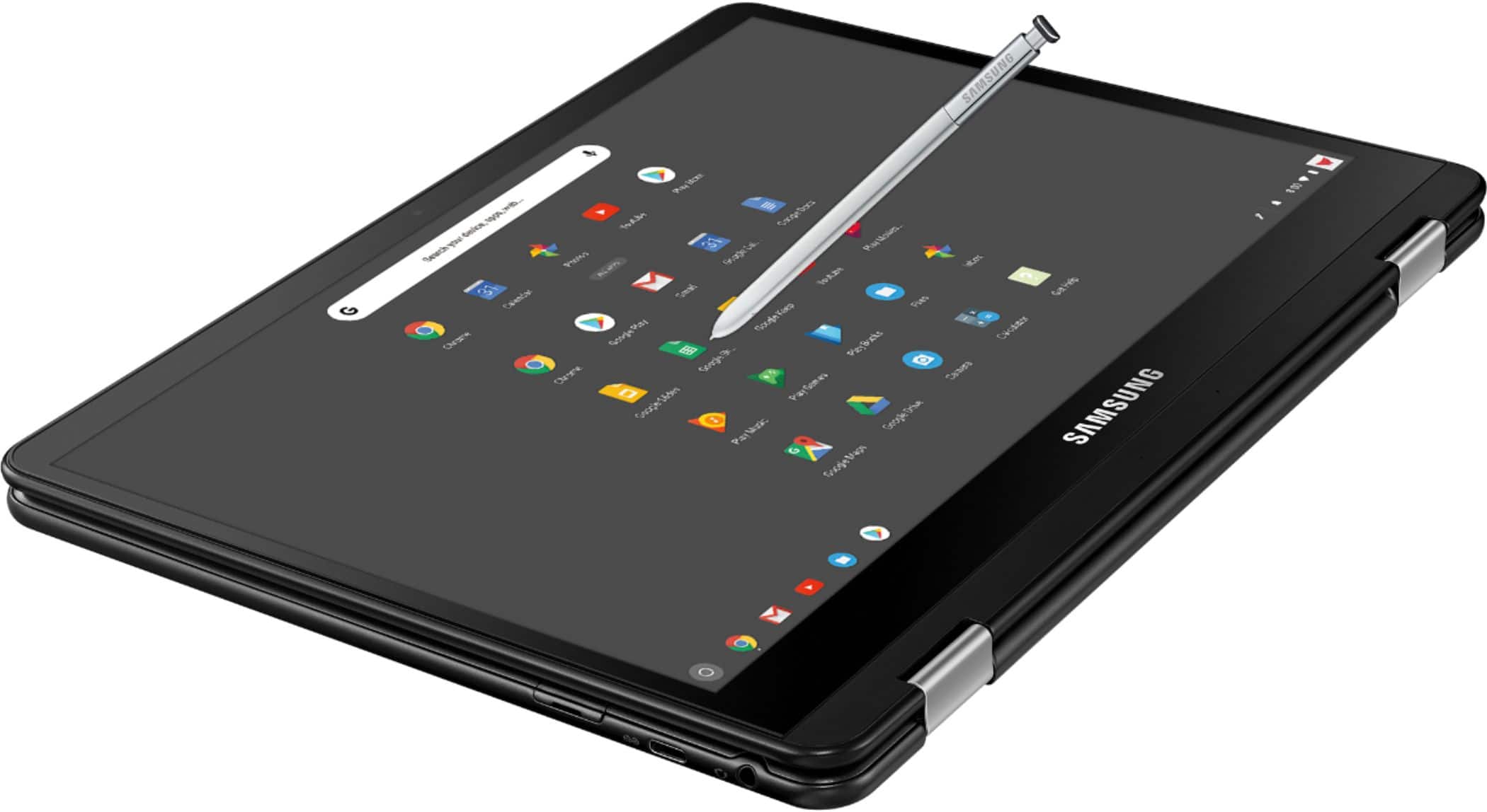 Alt View 3. Samsung - Pro 12.3" Touch-Screen Chromebook - Intel Core M3 - 4GB Memory - 32GB eMMC Flash Memory - Platinum Silver.