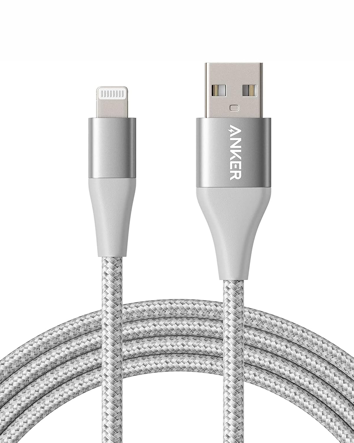 Front. Anker - Anker Powerline+ II Lightning Cable (6ft) - Silver.