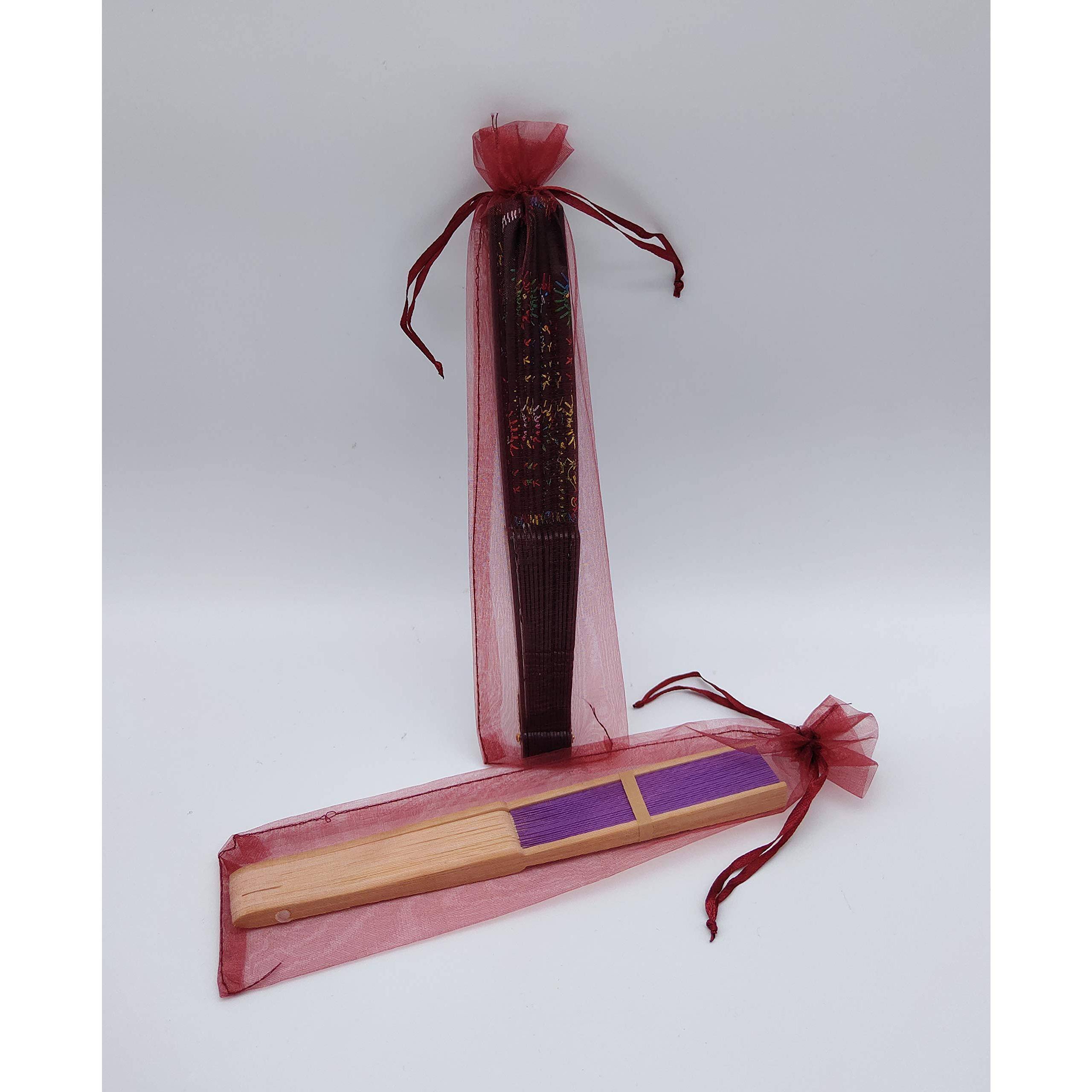 Alt View 3. Paradigms Interiors - Sheer Fan Organza Bags 2 6 Inch Folding Gift Bag Pouch With Drawstring Silk Pouches For Hand Fans wine Red - white.