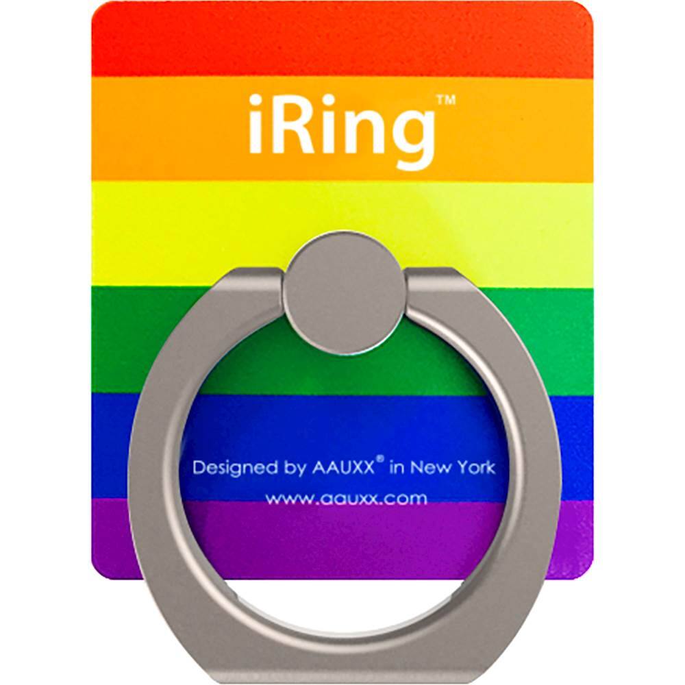 Front. iRing - Finger Grip/Kickstand for Mobile Phones - Rainbow.