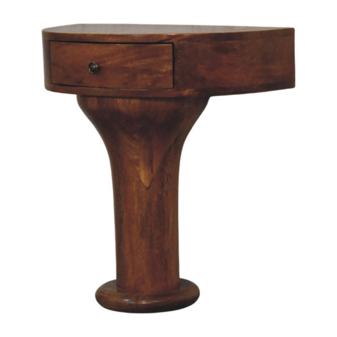 Left. Artisan Furniture - Artisan Furniture Solid Wood Pedestal Curved Bedside, Brown - Brown.