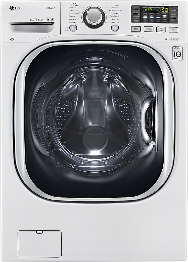 Best LG 4.3 Cu. Ft. 14-Cycle Washer and 8-Cycle Dryer Electric Combo Steam White WM3997HWA
