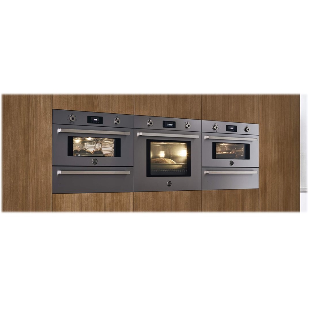 Left View: Bertazzoni - Professional Series 29.8" Built-In Single Electric Convection Wall Oven - Stainless steel