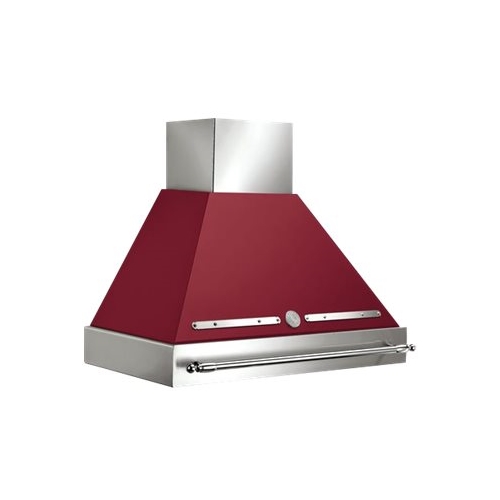 Left View: Bertazzoni - Heritage Series Canopy - Matte burgundy