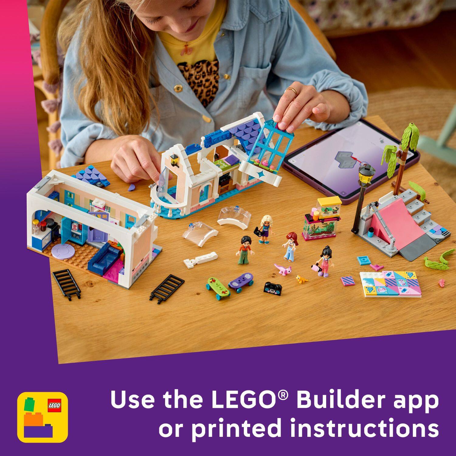 Use the LEGO® Builder app or printed instructions