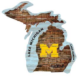 Fan Creations - Michigan Wolverines 23.5" x 23.5" Distressed State with Logo Sign - Multicolor