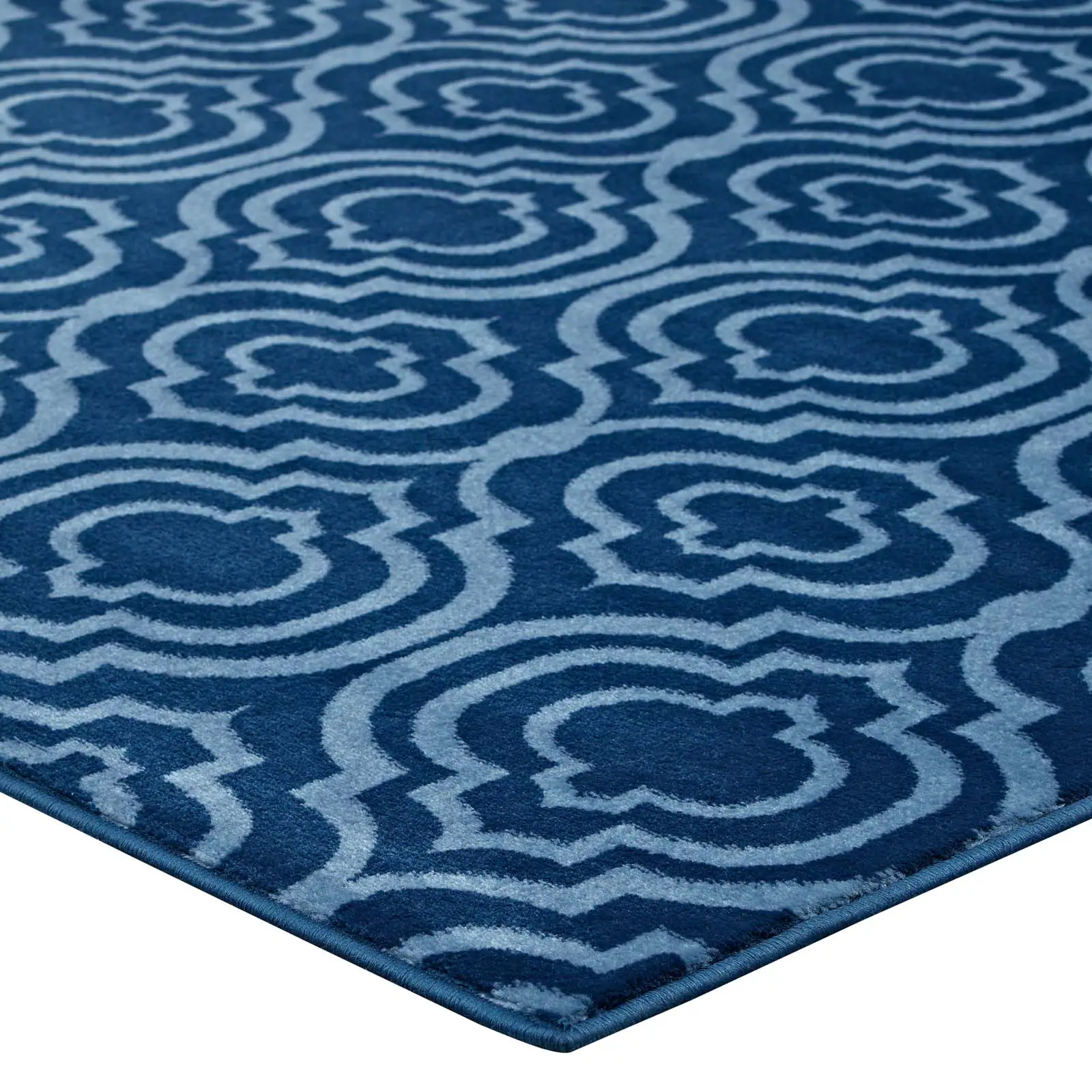 Alt View 2. Modway - Frame Transitional Moroccan Trellis Area Rug - Moroccan Blue amd Light Blue.