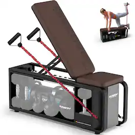 HARISON - Adjustable Weight Bench 1000 lbs Capacity, Workout Bench with Dumbbell Rack (BB610) - Brown