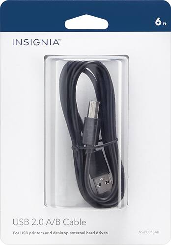 Alt View 1. Insignia™ - 6' USB 2.0 A-Male-to-B-Male Cable - Black.