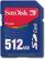 Front Standard. SanDisk - 512MB Secure Digital Memory Card.