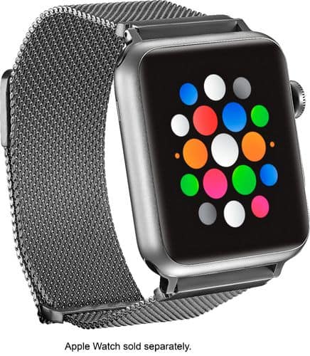 Platinum - Magnetic Stainless Steel Mesh Band for Apple Watch™ 42mm - Silver - Angle