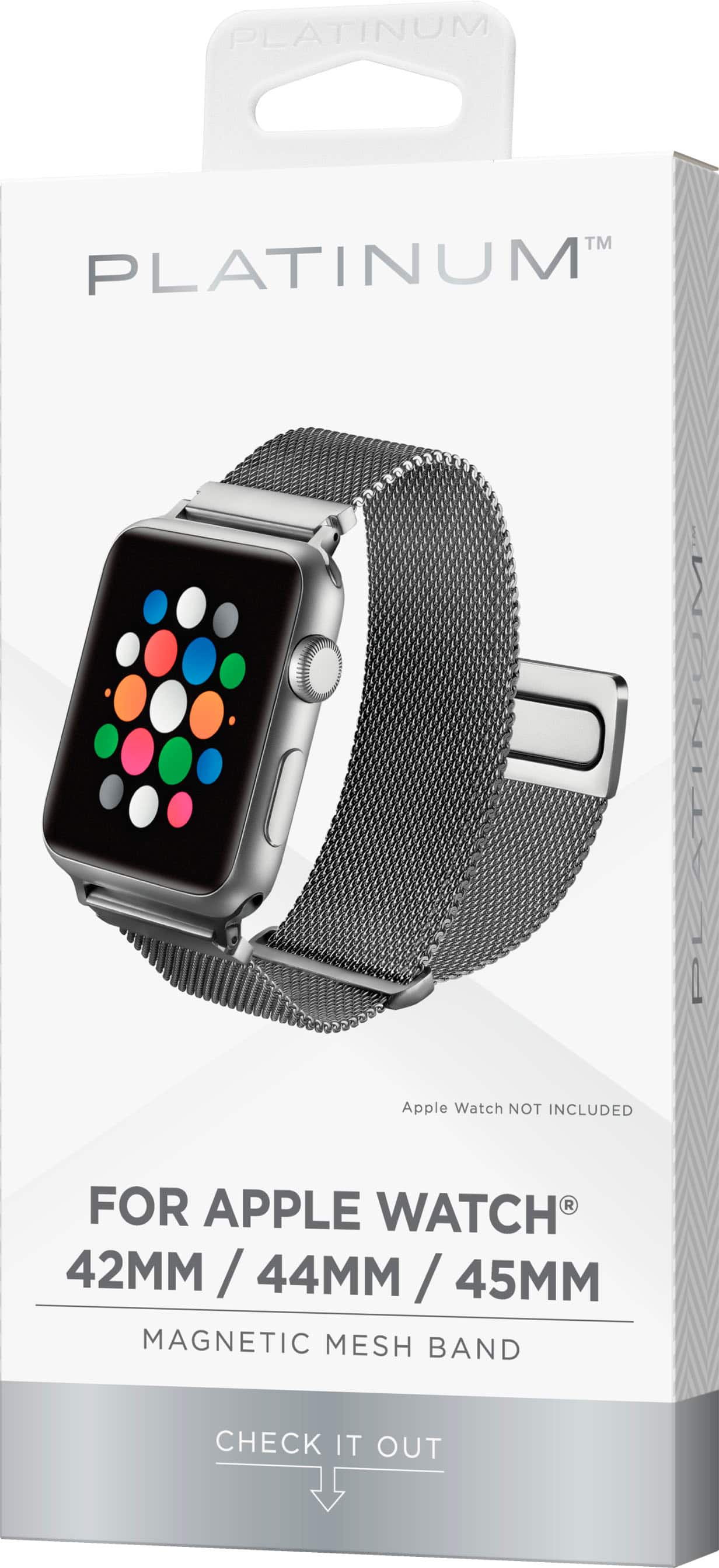 Alt View 14. Platinum™ - Magnetic Stainless Steel Mesh Band for Apple Watch 42mm, 44mm, 45mm (Series 1-9) and Apple Watch Ultra Series 1-2 49mm - Silver.
