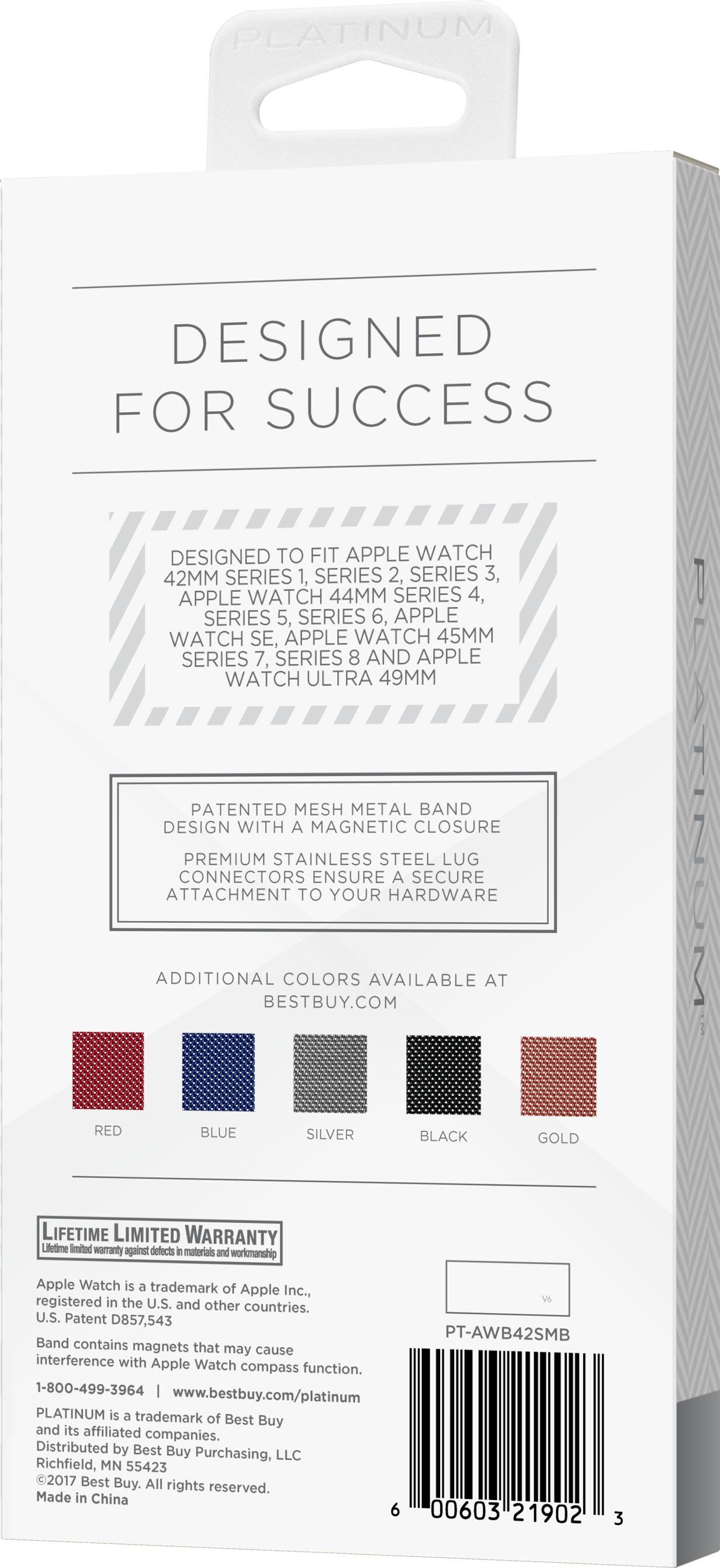 Alt View 16. Platinum™ - Magnetic Stainless Steel Mesh Band for Apple Watch 42mm, 44mm, 45mm (Series 1-9) and Apple Watch Ultra Series 1-2 49mm - Silver.