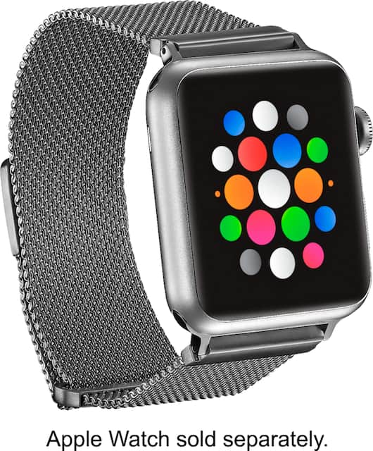 Platinum - Magnetic Stainless Steel Mesh Band for Apple Watch 38mm - Black