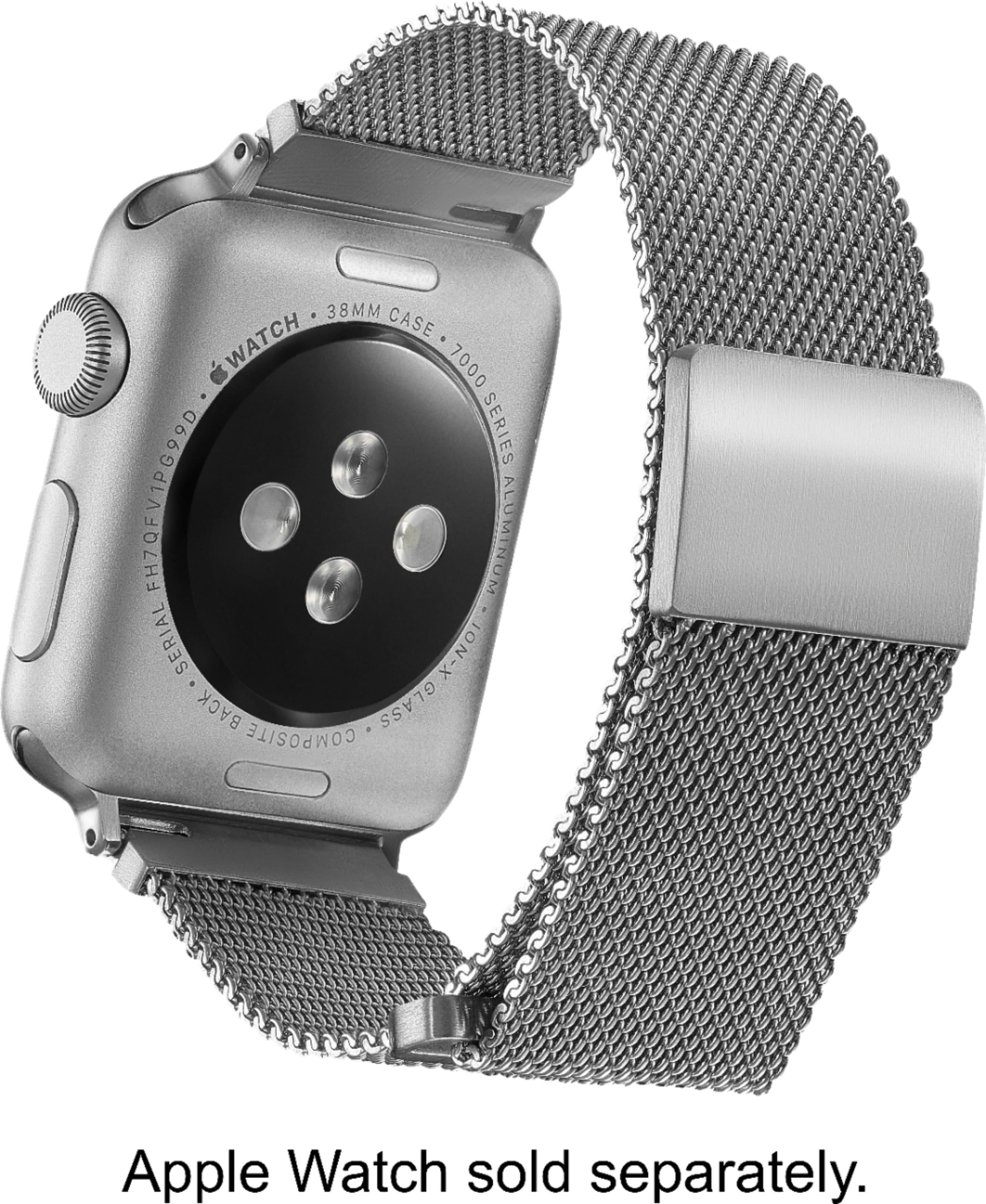 Alt View 12. Platinum™ - Magnetic Stainless Steel Mesh Band for Apple Watch 38mm, 40mm, 41mm and Apple Watch Series 1-9 - Silver.