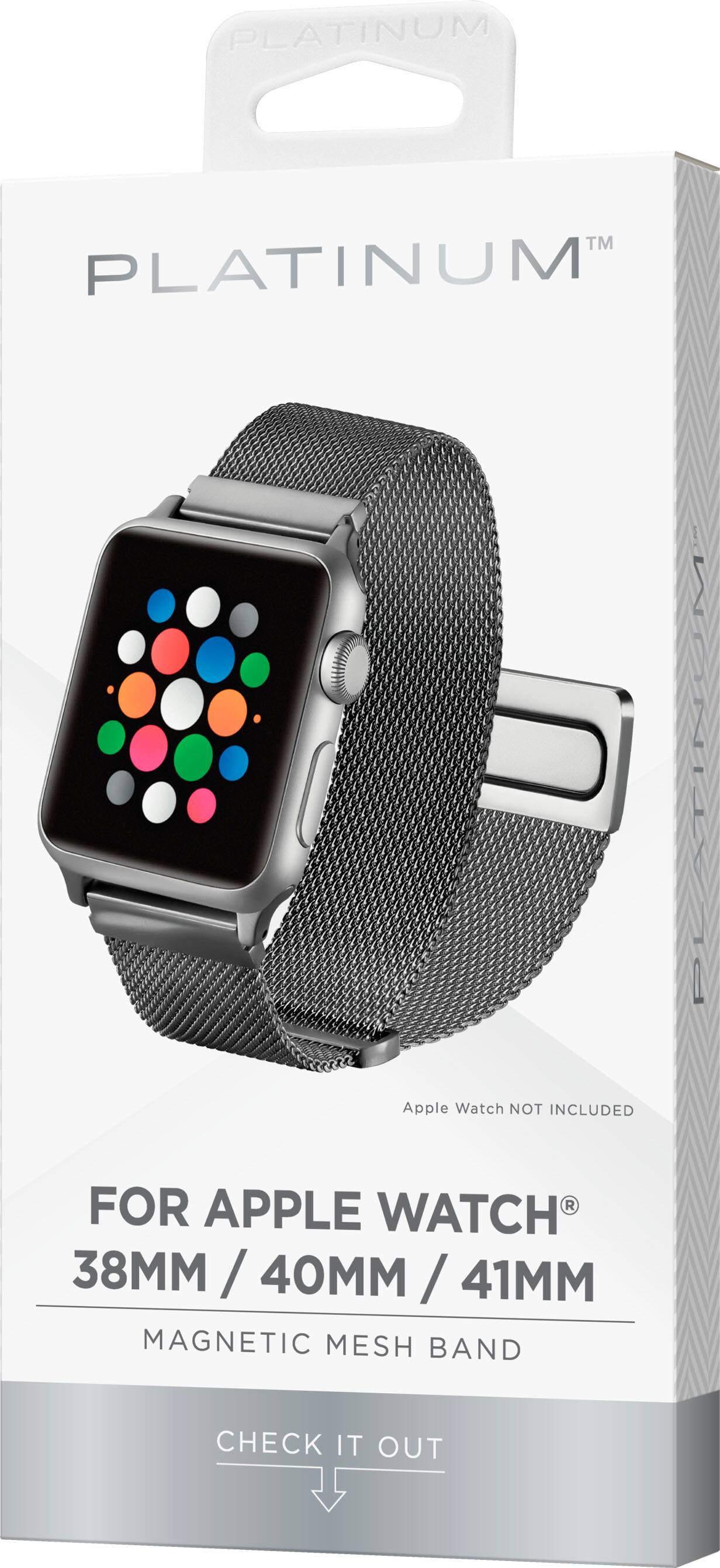 Alt View 14. Platinum™ - Magnetic Stainless Steel Mesh Band for Apple Watch 38mm, 40mm, 41mm and Apple Watch Series 1-9 - Silver.