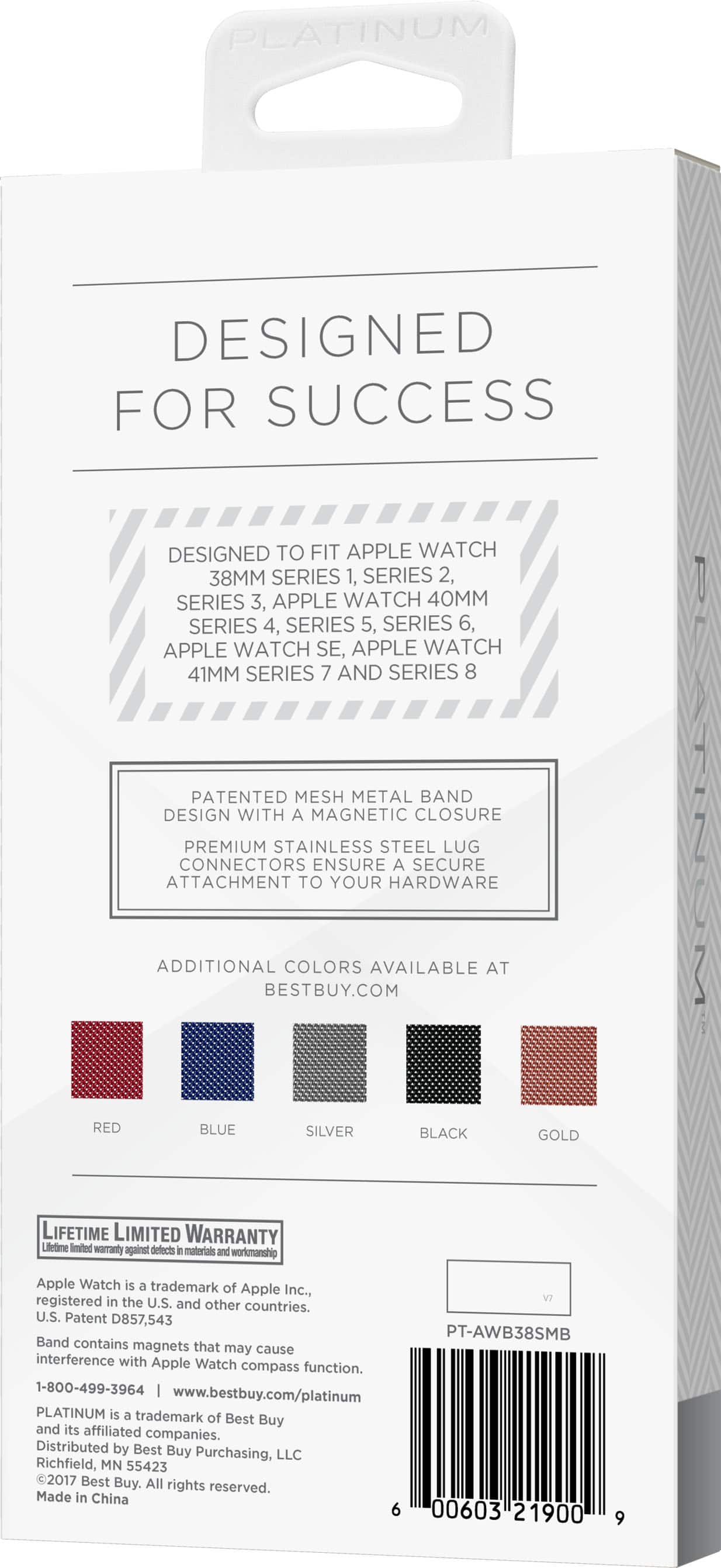 Alt View 16. Platinum™ - Magnetic Stainless Steel Mesh Band for Apple Watch 38mm, 40mm, 41mm and Apple Watch Series 1-9 - Silver.