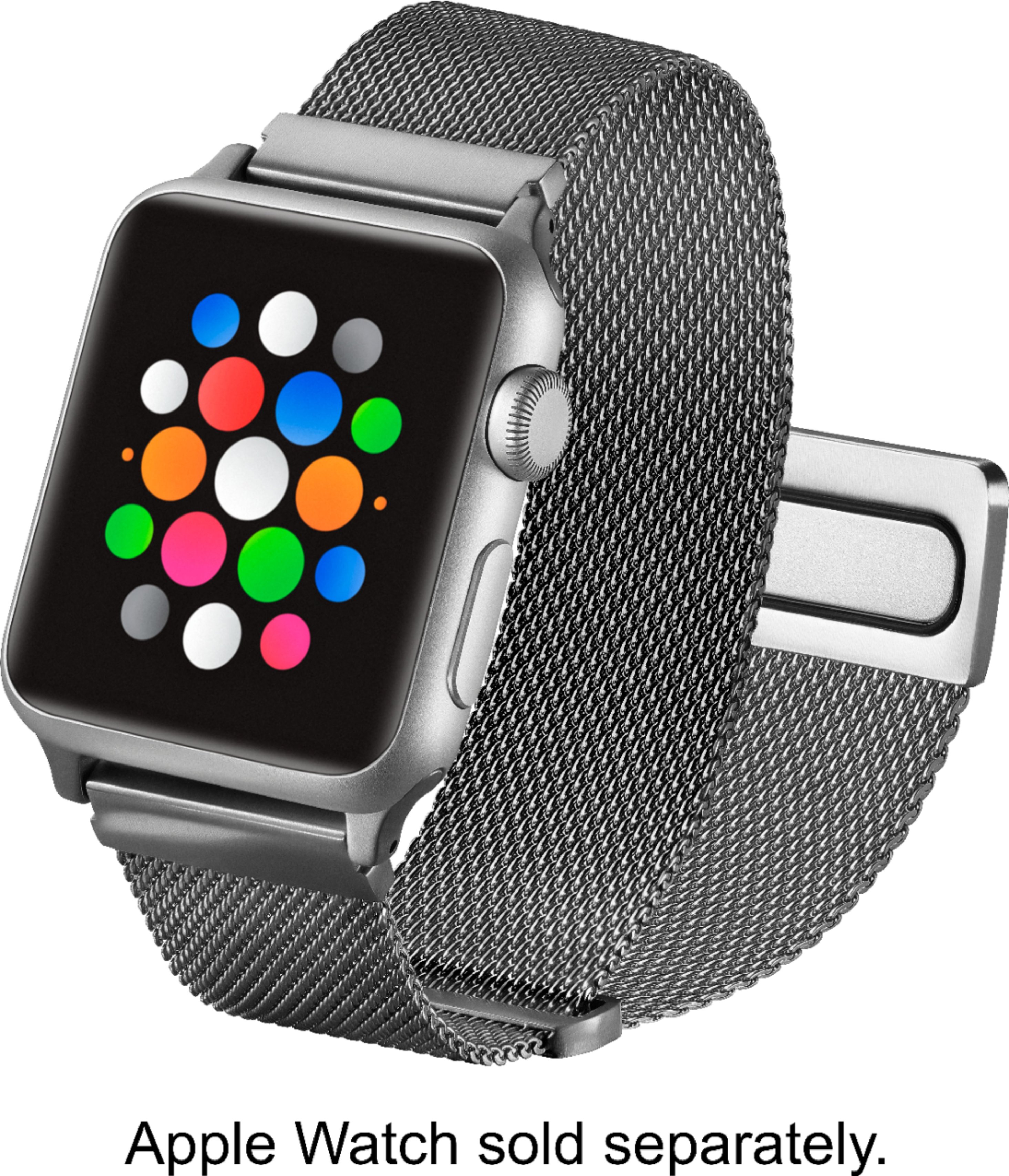 Left View: Platinum™ - Magnetic Stainless Steel Mesh Band for Apple Watch 38mm, 40mm, 41mm and Apple Watch Series 1-9 - Silver