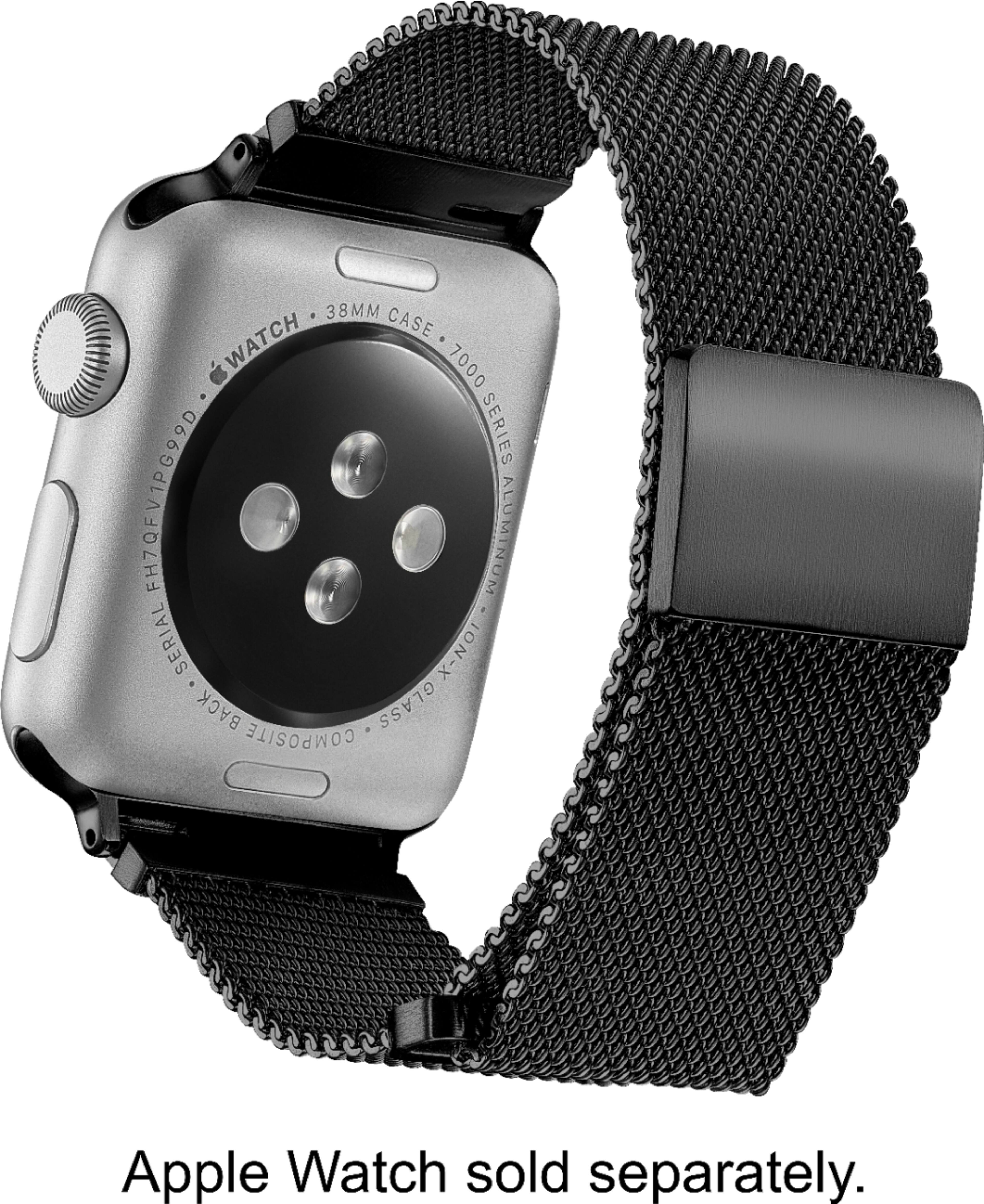 Alt View 12. Platinum™ - Magnetic Stainless Steel Mesh Band for Apple Watch 38mm, 40mm, 41mm and Apple Watch Series 1-9 - Black.