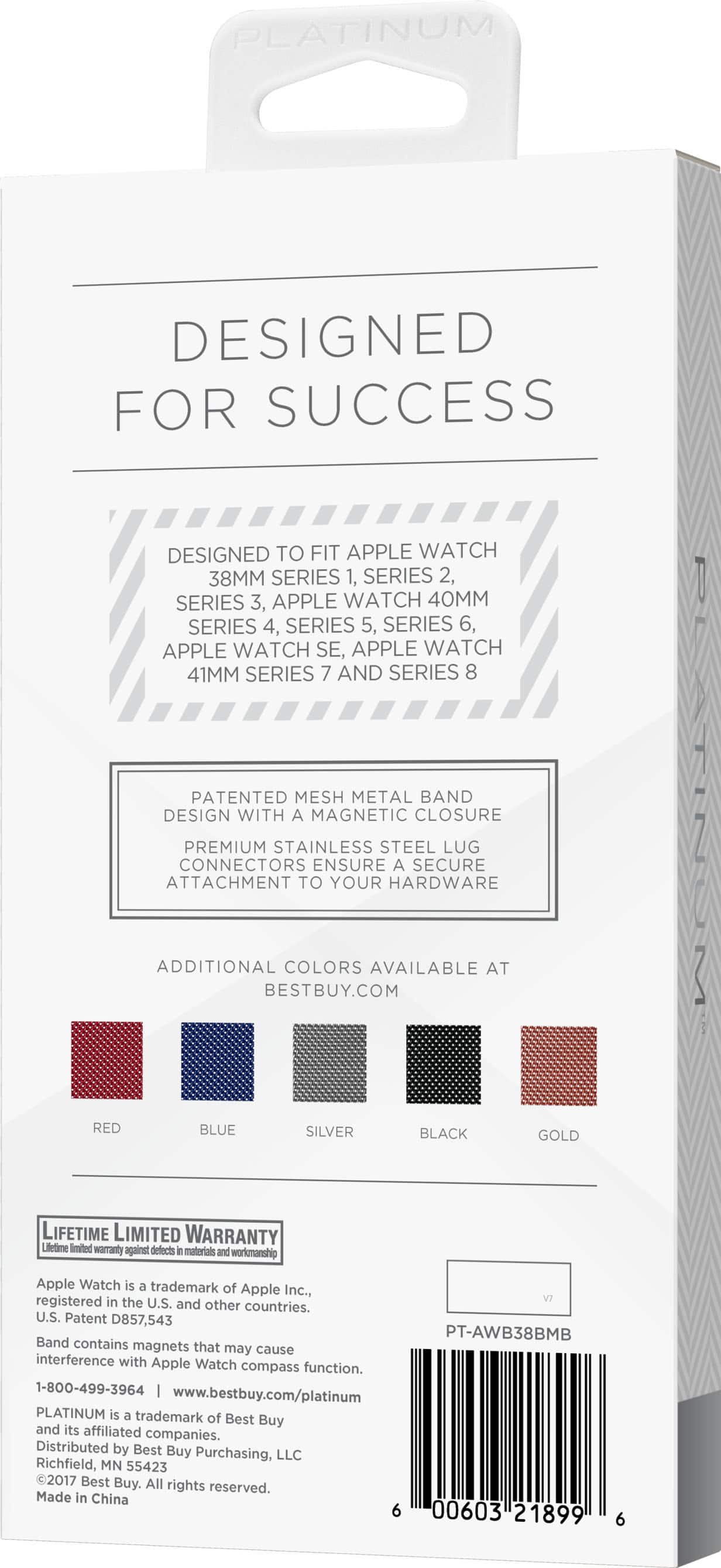 Alt View 16. Platinum™ - Magnetic Stainless Steel Mesh Band for Apple Watch 38mm, 40mm, 41mm and Apple Watch Series 1-9 - Black.