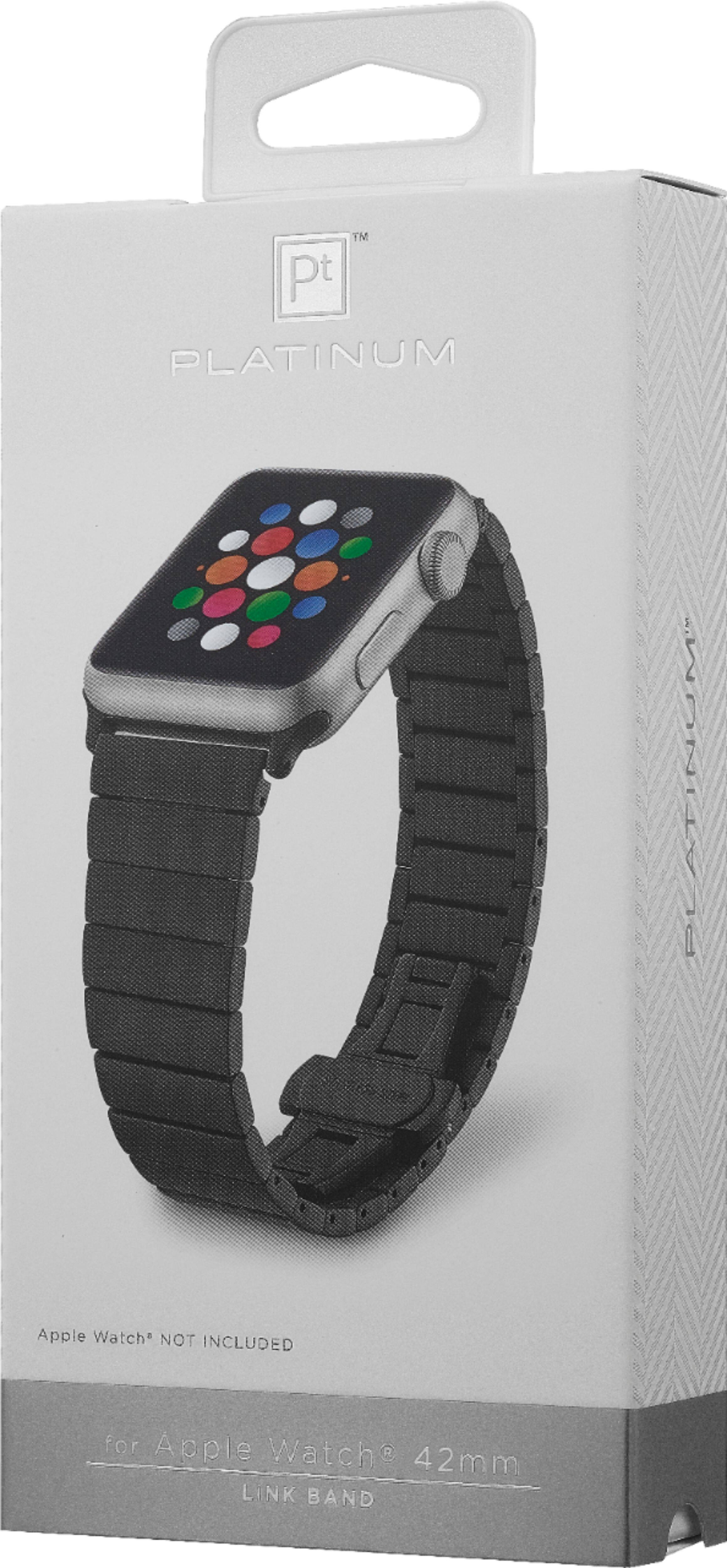 Alt View 14. Platinum™ - Stainless Steel Link Band for Apple Watch 42mm, 44mm, 45mm (Series 1-9) and Apple Watch Ultra Series 1-2 49mm - Black.