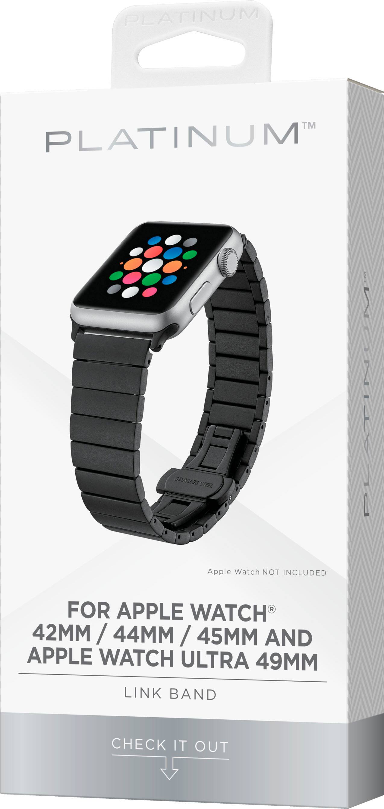Alt View 15. Platinum™ - Stainless Steel Link Band for Apple Watch 42mm, 44mm, 45mm (Series 1-9) and Apple Watch Ultra Series 1-2 49mm - Black.
