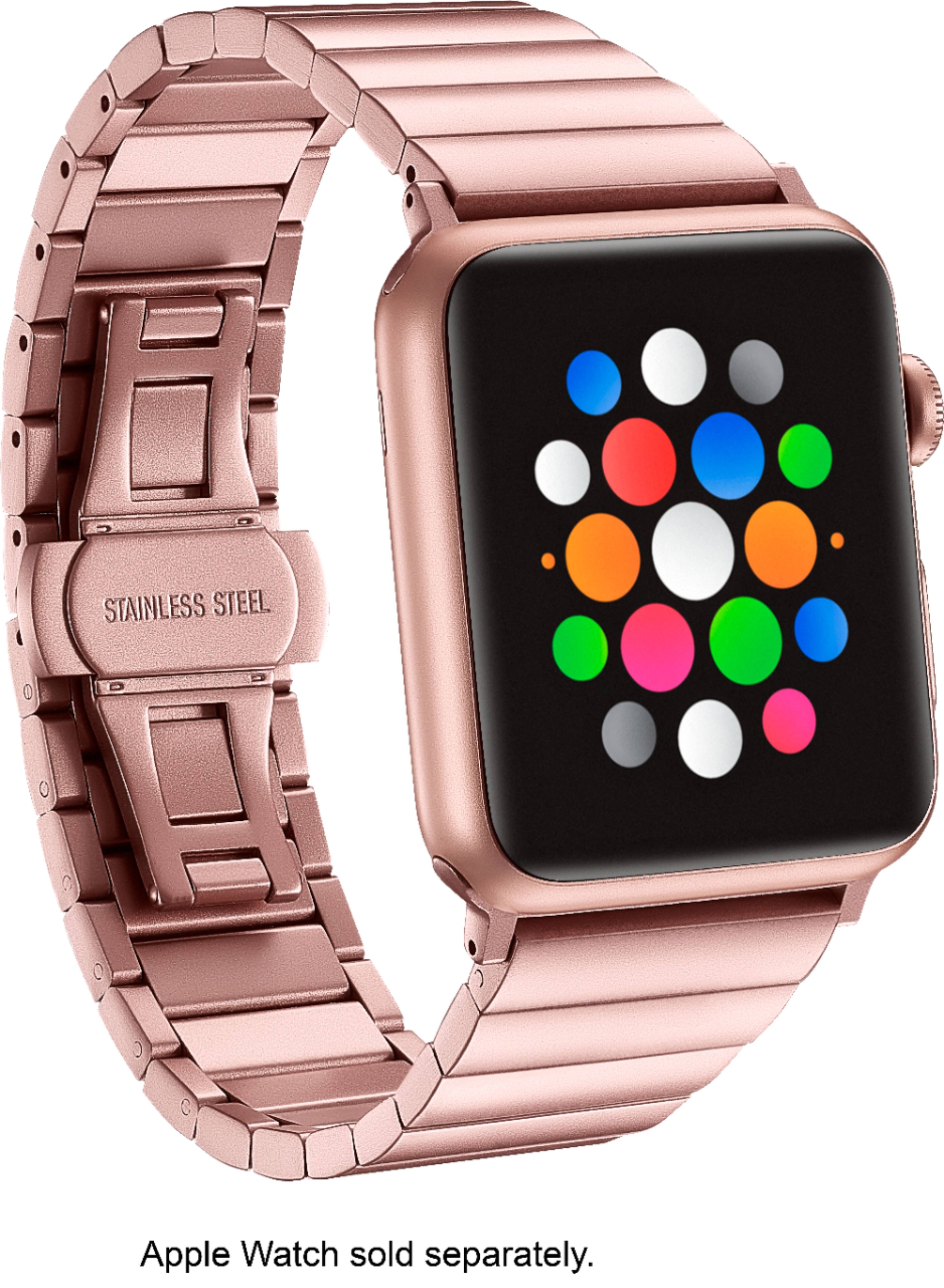 Angle. Platinum™ - Link Stainless Steel Band for Apple Watch 42mm (Series 1-8) and Apple Watch Ultra 49mm - Rose Gold.