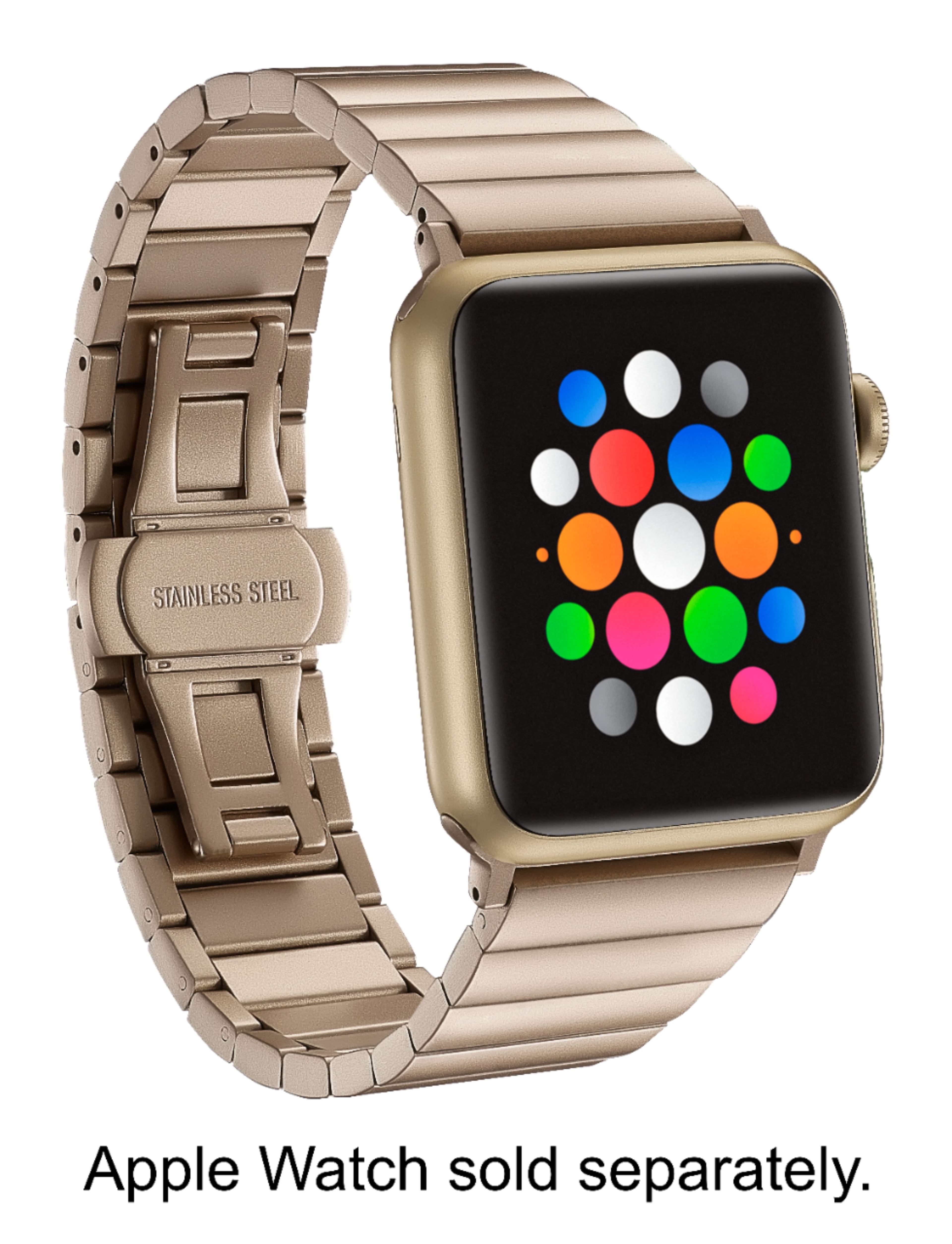 Angle. Platinum™ - Stainless Steel Link Band for Apple Watch 42mm, 45mm (Series 1-8) and Apple Watch Ultra 49mm - Matte Gold.