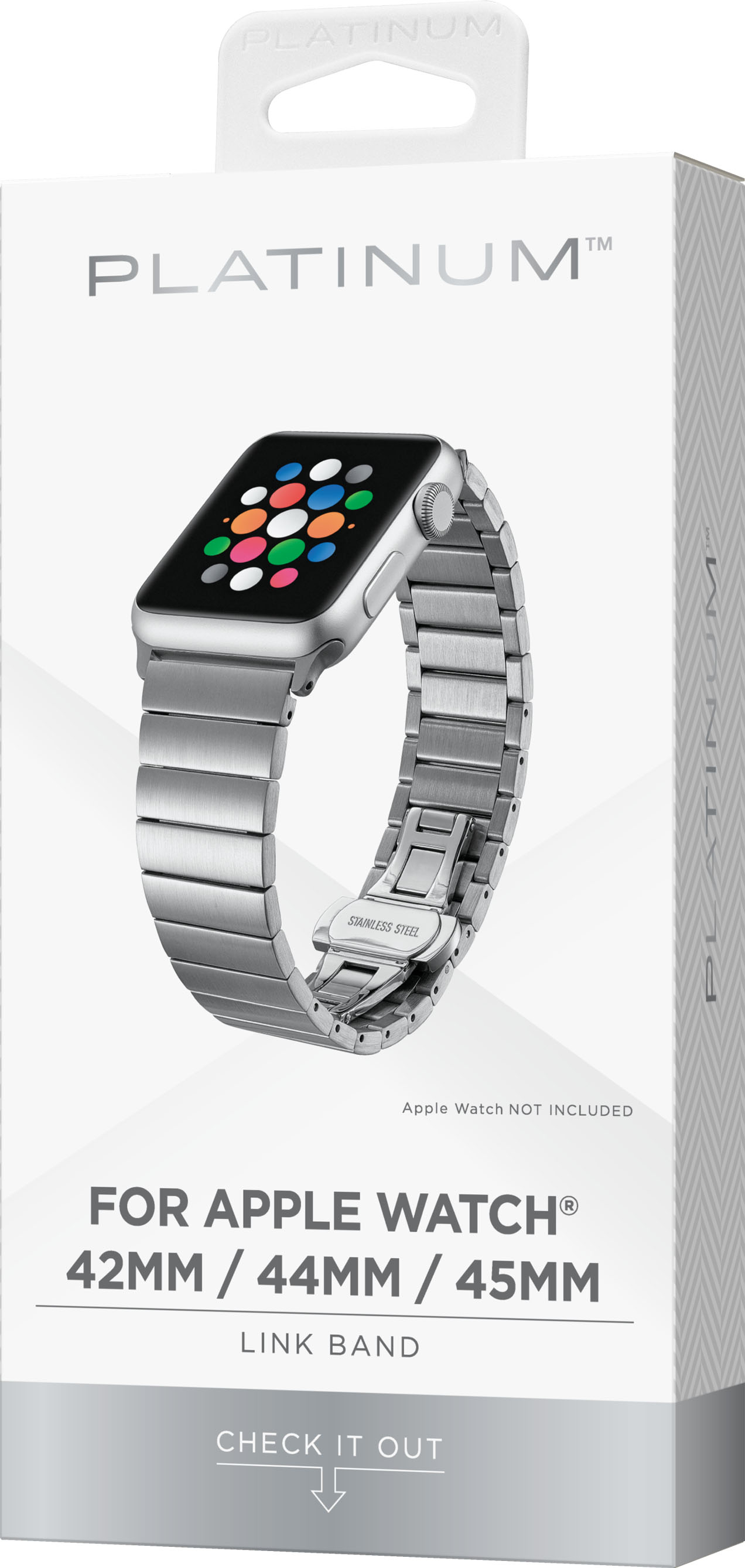 Groove Life Apple Watch Band Solid Deep Stone Grey in Silver - Long - 42/44/45mm
