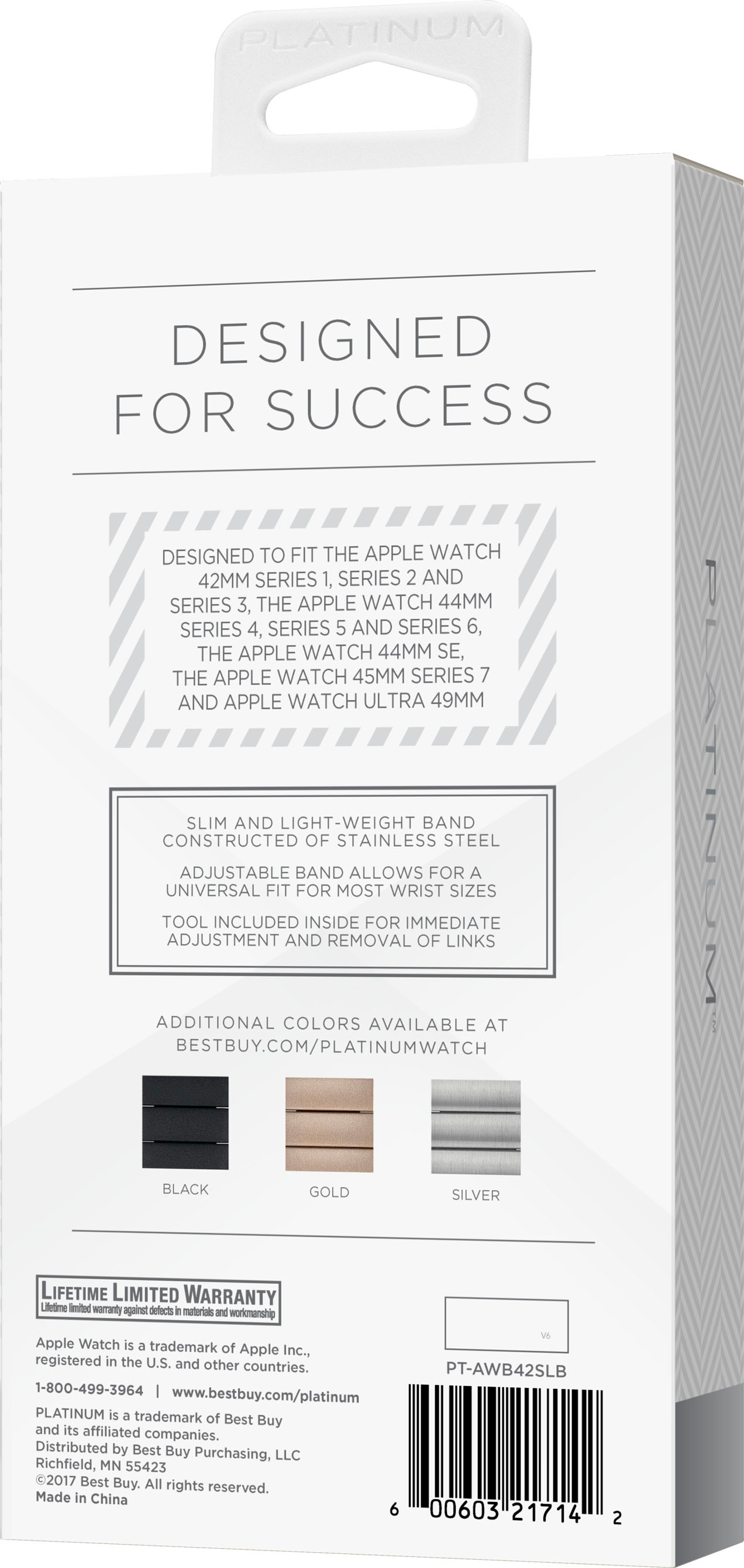 Alt View 16. Platinum™ - Stainless Steel Link Band for Apple Watch 42mm, 44mm, 45mm (Series 1-9) and Apple Watch Ultra Series 1-2 49mm - Silver.