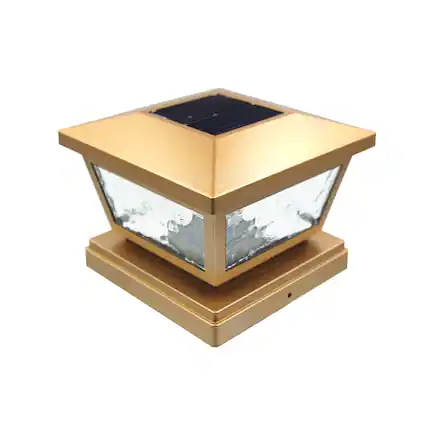 Front. FC Design - FC Design Gold Ultra Bright Solar Post Light 2 SMD LED Fit 6x6 Inch Wood Vinyl Deck Post , set of 2 - Multicolor.