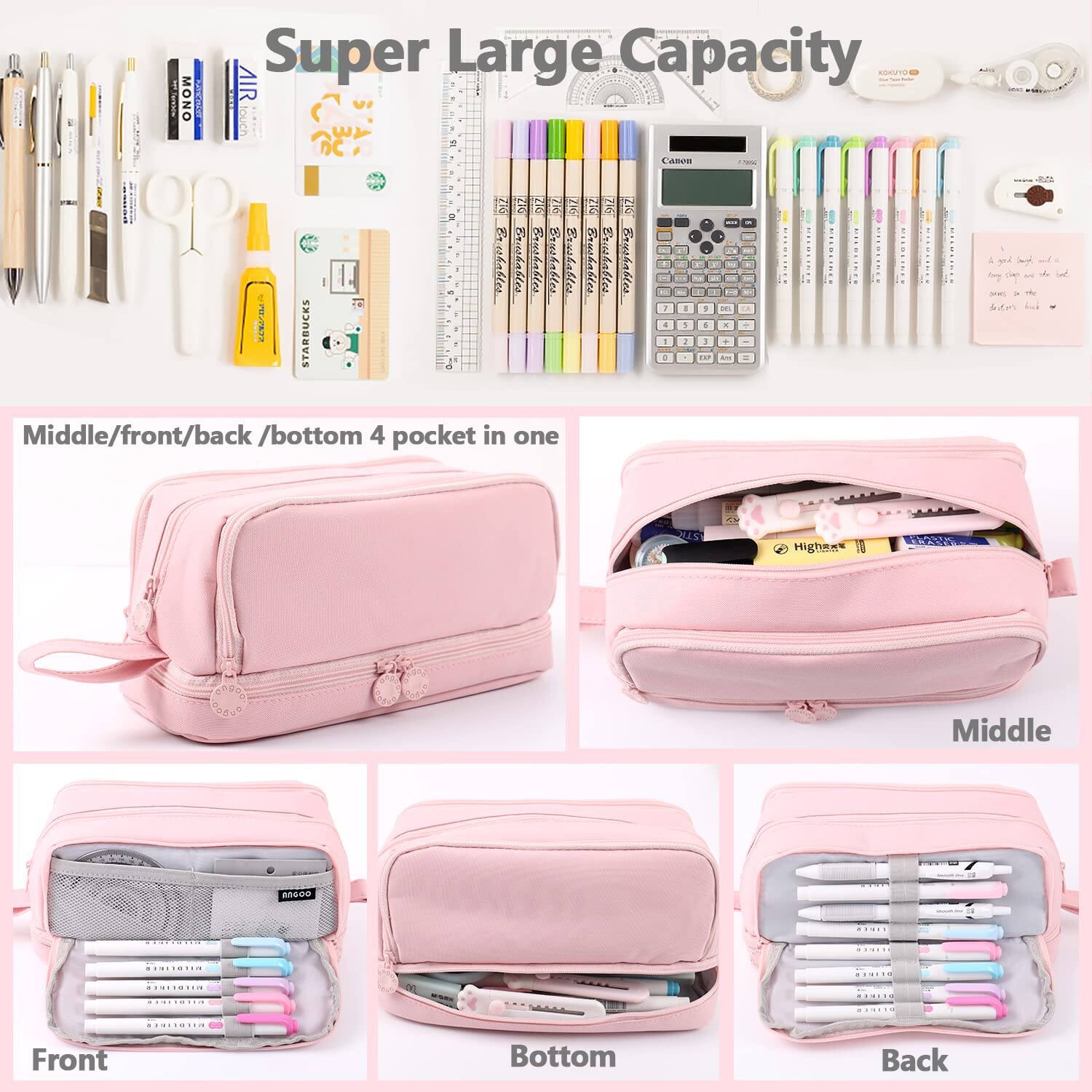 Super Large Capacity

Middle/front/back/bottom 4 pocket in one

Front
Bottom
Back
Middle