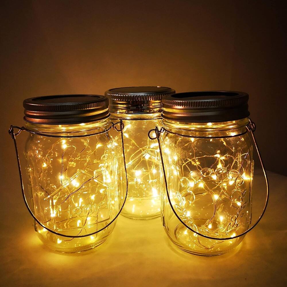Alt View 1. RTMB - 4-Pack of 30 LED Starry Fairy String Hanging Jar Lights (Mason Jars/Handles Included) - 4 Pack 30-LEDs Mason Jars&Hangers Included.