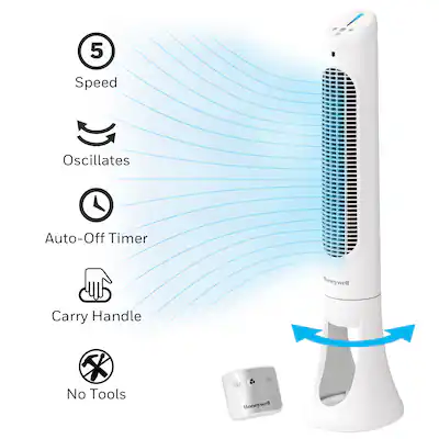 Honeywell QuietSet Speed Oscillating Tower Fan HYF260W White