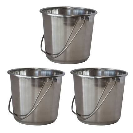Front. Sportsman Pro-Series - .50 Gal Stainless Steel Bucket - 6 Pack - Silver.